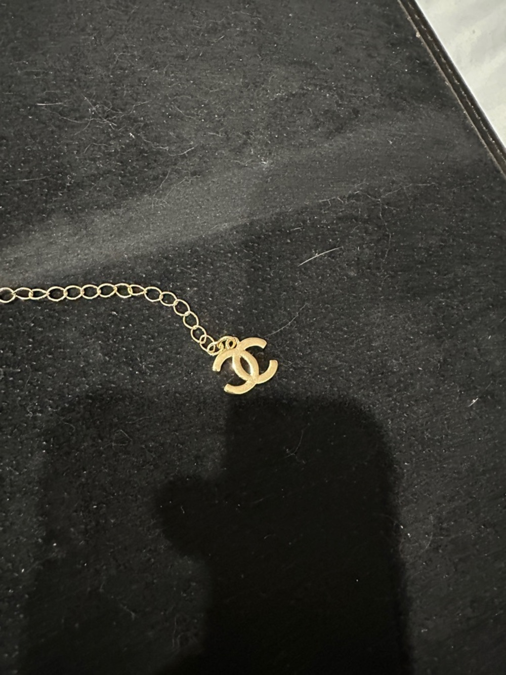 CHANEL Gold-Tone Letter Necklace with Blue, White, Black Inlays - Picture 3 of 8
